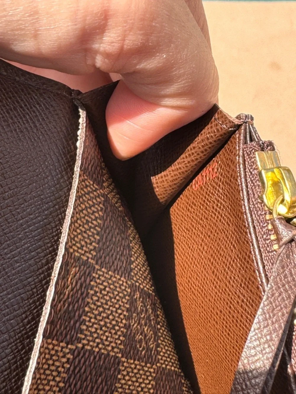 Authentic Louis Vuitton Brown Checkered Crossbody with Gold Chain